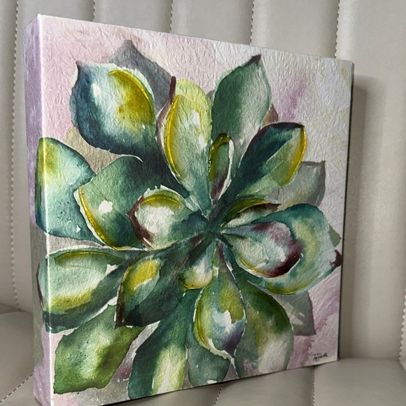 Tre Sorelle Studios "Succulent Watercolor" Painting Print 8" Stretched Canvas GU - Picture 2 of 14